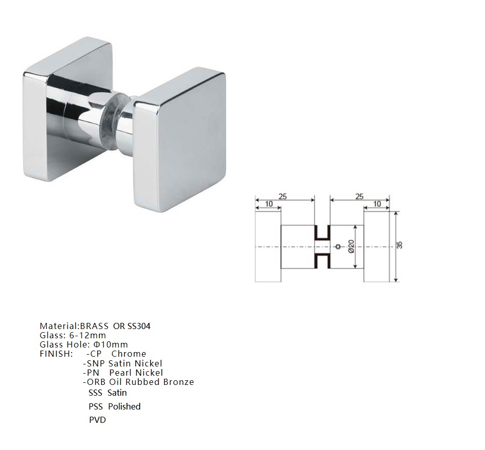 square shower door knob