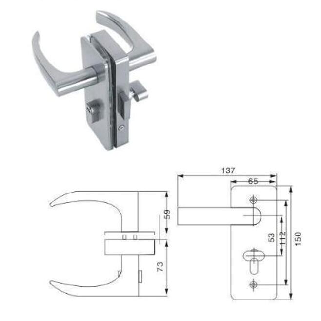 glass door handle lock