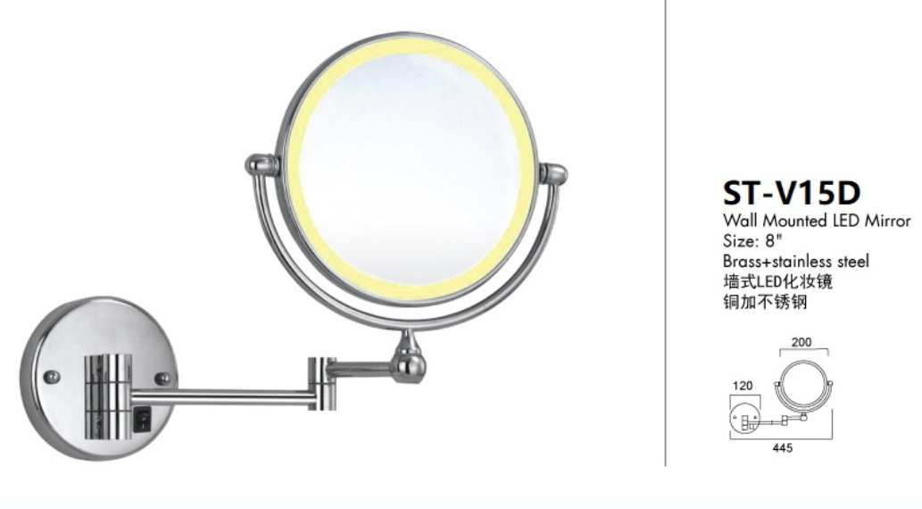 Bathroom wall mounted led makeup mirror