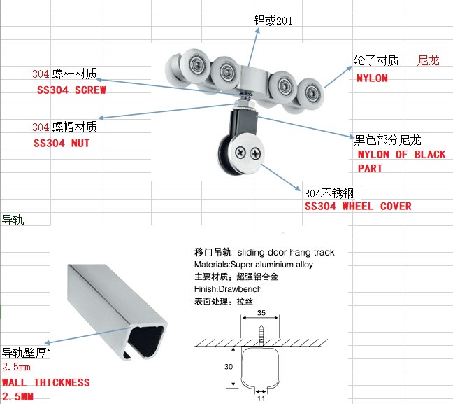 GLASS SLIDING DOOR HANGING WHEEL