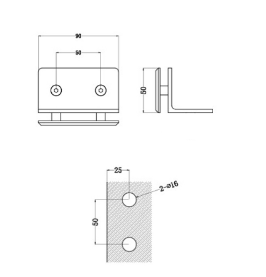 90 DEGREE GLASS CLAMP